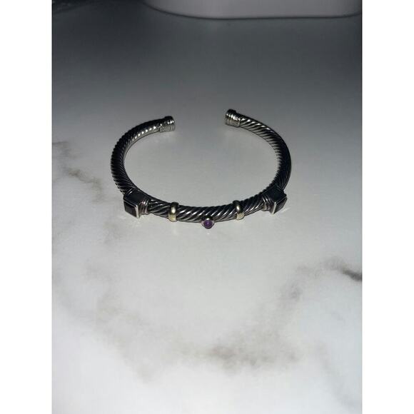 David Yurman Cable Classic Bracelet with Gemstones - Sterling Silver & 14K Gold - Picture 2 of 3